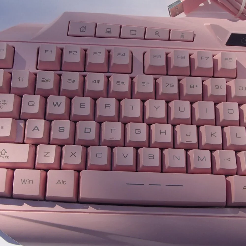 Pink Gaming Keyboard & sades Headset Combo MageGee GK710 Wired Backlight